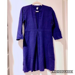 J Crew Eggplant Purple V Neck Wool Dress size S